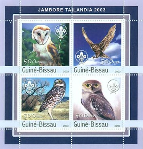 Guinea-Bissau - Owls - 4 Stamp Mint Sheet MNH - GB3139