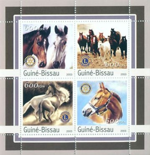 Guinea-Bissau - Horses - 4 Stamp Mint Sheet MNH GB3143