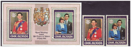 Cook Islands - Royal Wedding 2 Stamp & S/S Set 659-60A