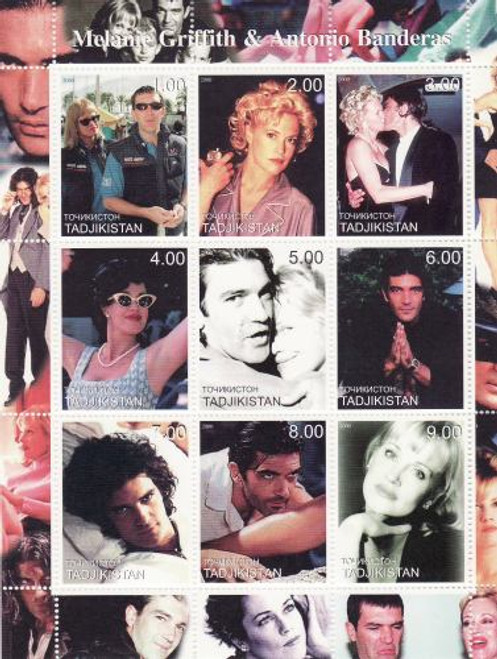 Melanie Griffith & Antonio Banderas Mint Sheet of 9 Stamps 20A-068