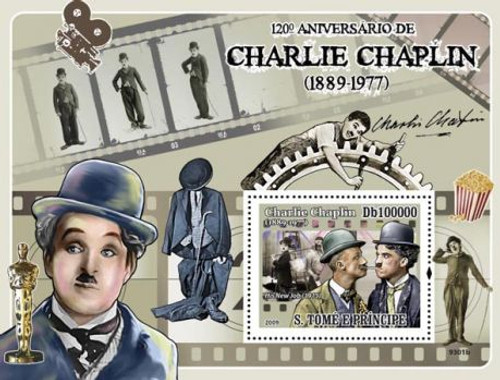 St Thomas - Charlie Chaplin - Mint Stamp S/S - ST9301b