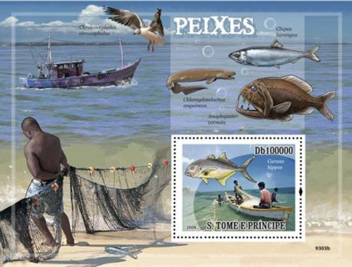 St Thomas - Fish & Fishing - Mint Stamp S/S - ST9303b