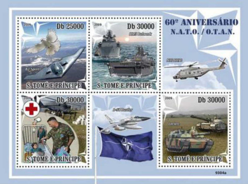 St Thomas - 2009 NATO Anniversary 4 Stamp Mint Sheet ST9304a