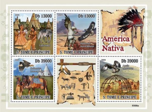 St Thomas - Native Americans 4 Stamp Mint Sheet ST9308a