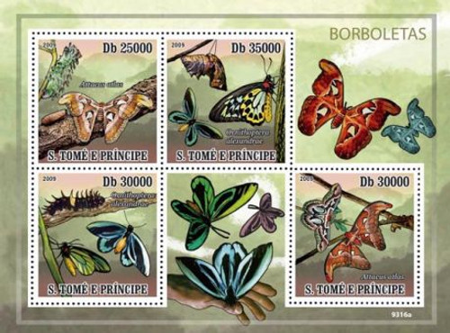 St Thomas - Butterflies on Stamps - 4 Stamp Mint Sheet MNH ST9316a