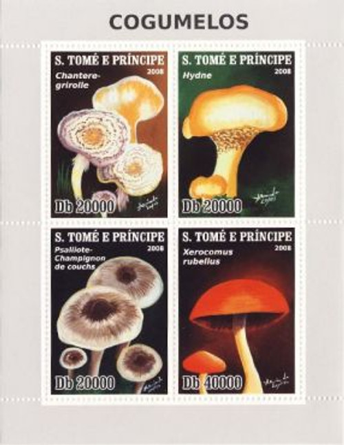 St Thomas - Mushrooms - 4 Stamp Mint Sheet MNH ST9320a