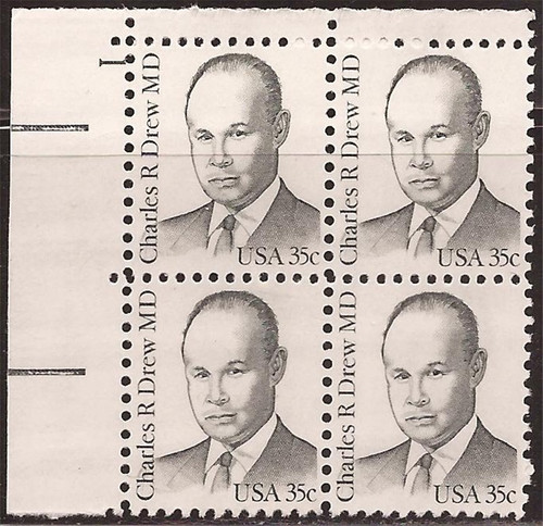 US Stamp 1981 35c Charles R. Drew - Plate Block of 4 Stamps