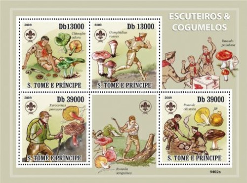 St Thomas - Scouts & Mushrooms 4 Stamp Sheet - ST9402a