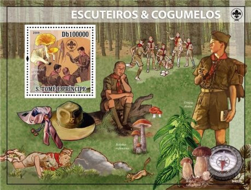 St Thomas - Scouts & Mushrooms Mint Stamp S/S - ST9402b