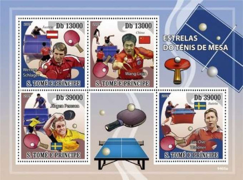 St Thomas - Ping Pong Stars on Stamps - 4 Stamp Mint Sheet ST9405a