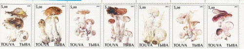 Mushrooms on Stamps - 7 Stamp Mint Strip MNH - 20B-023