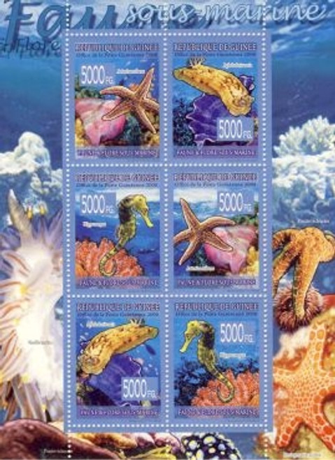 Guinea - Underwater Fauna - 6 Stamp Mint Sheet - 7B-828