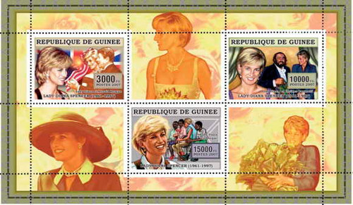 Princess Diana on Stamps - Mint Sheet of 3 MNH - 7B-047