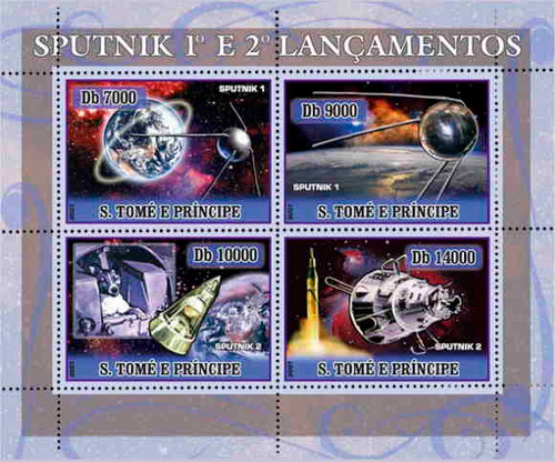 St Thomas - Sputnik Anniversary Mint Sheet of 4 ST7110a