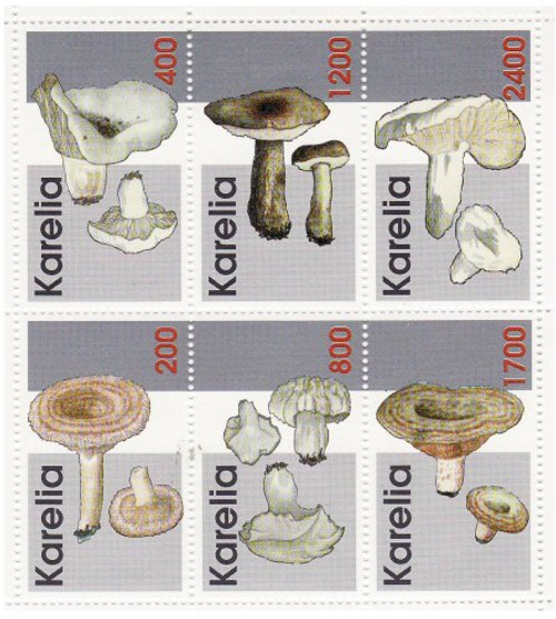 Mushrooms on Stamps - 6 Stamp Mint Sheet MNH - 11F-027