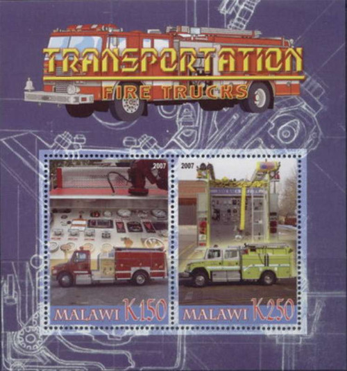 Fire Engines on Stamps - 2 Stamp Mint Sheet MNH - M1190