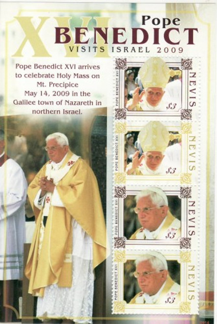 Nevis - Pope Benedict XVI - 4 Stamp Mint Sheet NEV0914