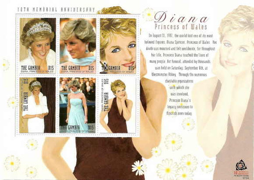 Gambia - Diana 10th Anniversary Sheet of 6 GAM0704