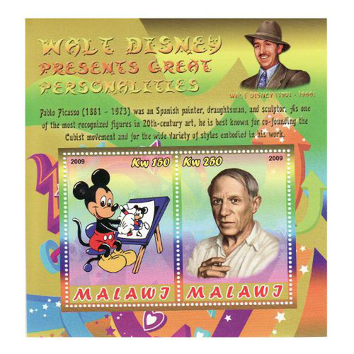 Picasso & Disney - Mint Sheet of 2 MNH - SV0494