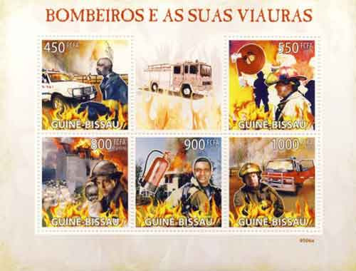 Guinea-Bissau - Fire Engines 5 Stamp Mint Sheet GB9506a