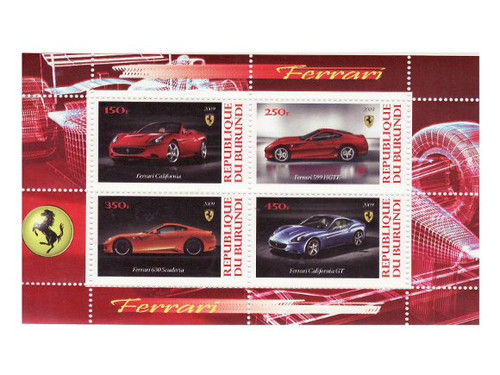 Ferrari Cars - Mint Sheet of 4 MNH - 2J-017