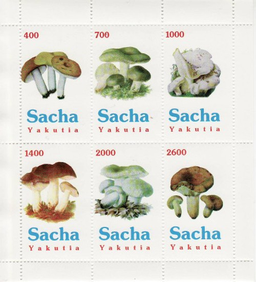 Mushrooms on Stamps - 6 Stamp Mint Sheet MNH - 25A-014