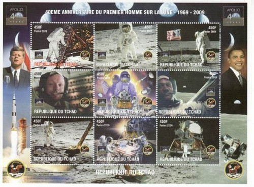 Chad - Lunar Landing on Stamps - 9 Stamp Mint Sheet MNH - 3B-058
