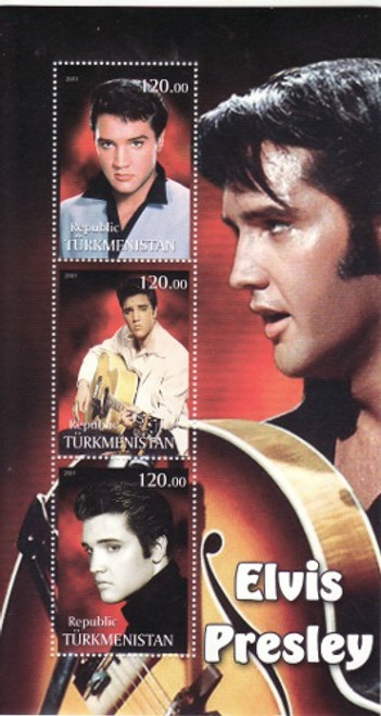 Elvis Presley on Stamps - 3 Stamp Mint Sheet MNH - 20D-075