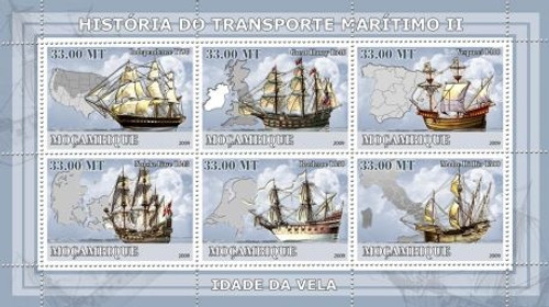 Mozambique - Sail Ships - 6 Stamp Mint Sheet - 13A-187 Mozambique - Sail Ships - 6 Stamp Mint Sheet - 13A-187