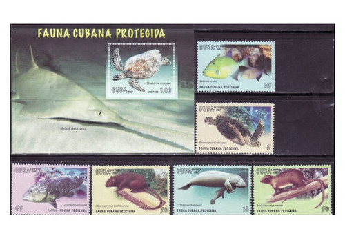 Cuba - Protected Animals 6 Stamp & S/S Set MNH - 3C-011