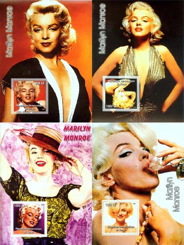 Congo - Marilyn Monroe - 4 Souvenir Sheet Set 112-15-8