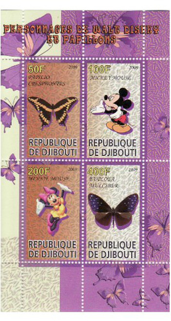 Disney & Butterflies - Mint Sheet of 4 MNH - SV0546