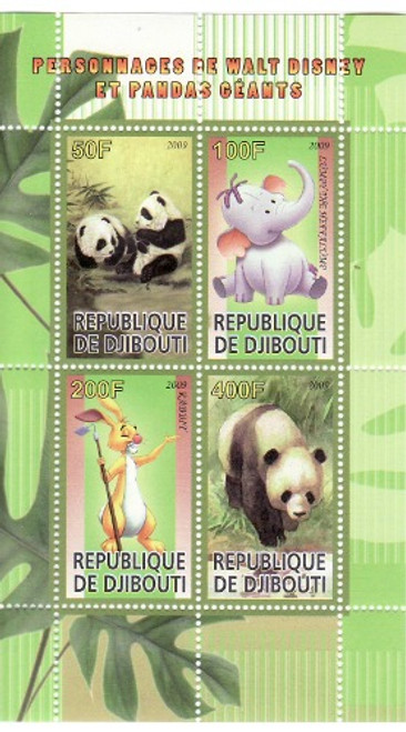Disney & Pandas on Stamps - 4 Stamp Mint Sheet MNH - SV0552