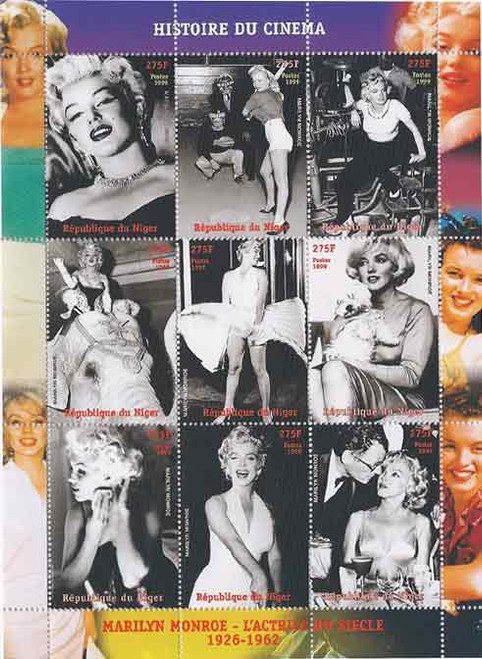 Niger - Marilyn Monroe Mint Sheet of 9 Stamps 14A-034