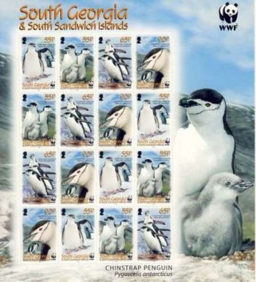 South Georgia - WWF Penguins 16 Stamp Sheet MNH 19C-002