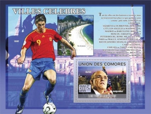 Comoros - Giuliani, Football, Cities - Mint Stamp S/S MNH - 3E-153