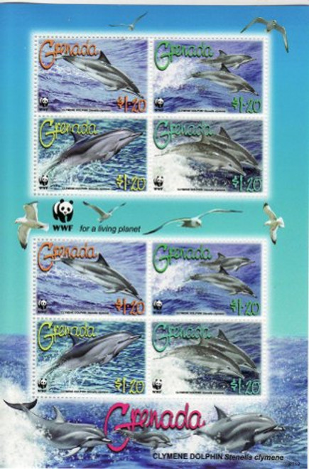 Grenada - WWF Dolphins - 8 Stamp Mint Sheet MNH - 3654