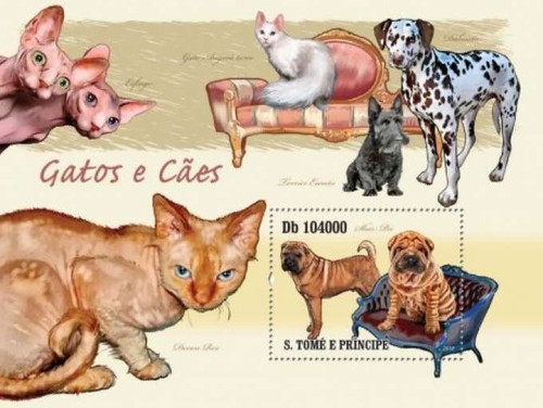 St Thomas - Cats & Dogs on Stamps - Mint Stamp S/S MNH - ST10107b