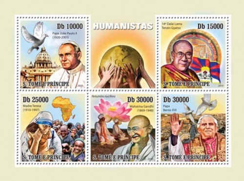 St Thomas - Humanists - 5 Stamp Mint Sheet MNH ST10111a