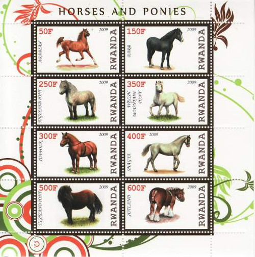Horses & Ponies on Stamps - 8 Stamp Mint Sheet MNH - SV0584