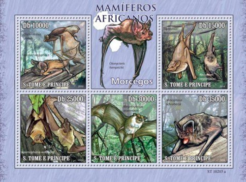 St Thomas - Bats - 5 Stamp Mint Sheet MNH - ST10203a