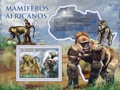 St Thomas - Monkeys - Mint Stamp S/S MNH - ST10205b