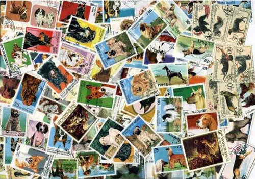 Dogs on Stamps Collection - 300 Different Stamps