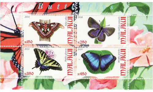 Butterflies on Stamps - 4 Stamp Mint Sheet MNH - 13K-069