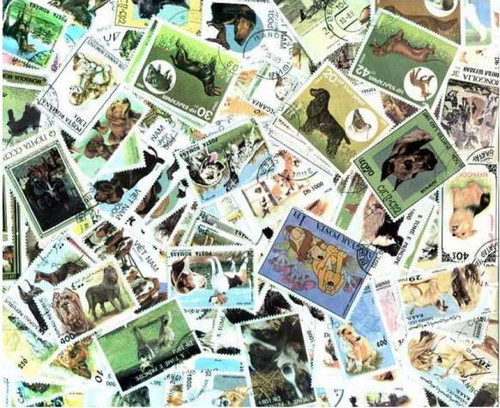 Dogs on Stamps Collection - 100 Different Stamps