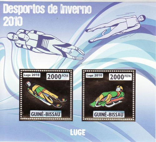 Guinea-Bissau - Vancouver Olympic Luge Gold Foil Stamp Sheet GB10202g