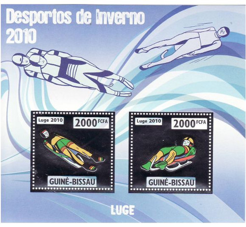 Guinea-Bissau - Luge - Silver Foil Stamp Sheet GB10202s