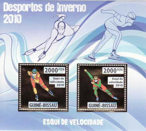 Guinea-Bissau - Speed Skating Gold Foil Stamps GB10205g