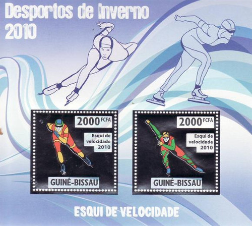 Guinea-Bissau Speed Skiing Silver Foil Stamps GB10205s
