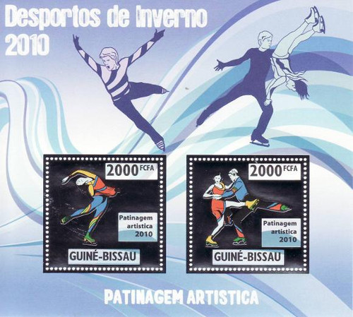 Guinea-Bissau Figure Skating Silver Foil Stamp GB10210s